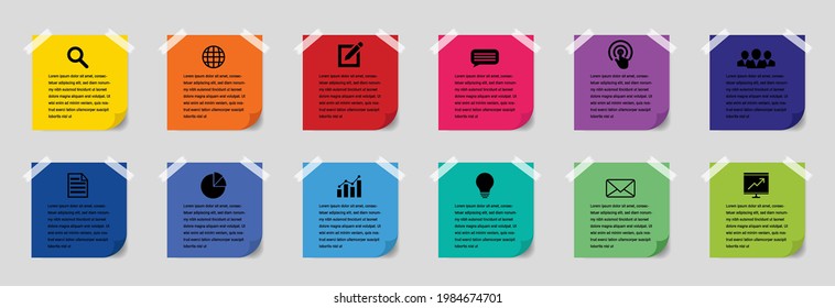 Gradient timeline infographic template.Presentation business infographic template with 12 options,realistic paper 12 steps infographic, 