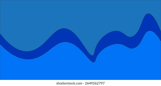Gradient tones of blue form wavy, curvy lines creating an abstract and soothing composition. Ideal for backgrounds, web design, or artistic concepts needing flow and calm elegance.