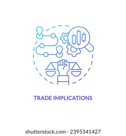 Gradient trade implications concept, isolated vector, thin line icon representing carbon border adjustment.