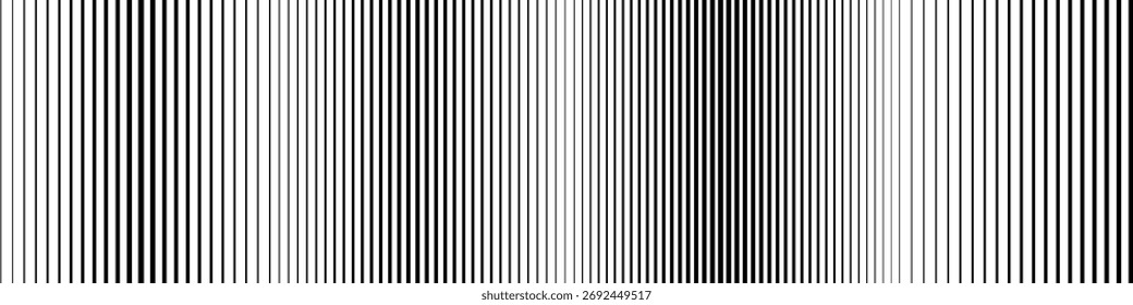 Plano de fundo preto do vetor de retículo de transição de gradiente. Tela de fundo de linhas paralelas. Textura de gradação de meio-tom de linha para impressão, cartaz, capa