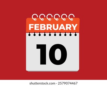 gradient and transparency concept.  february 10 calendar, tear-off calendar animation for february 10 banner Illustration isolated vector sign symbol
