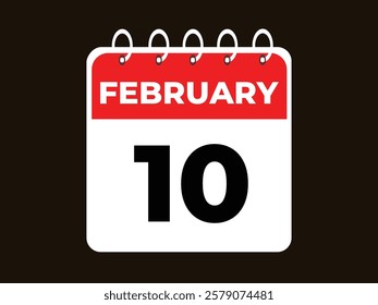 gradient and transparency concept.  february 10 calendar, tear-off calendar animation for february 10 banner Illustration isolated vector sign symbol
