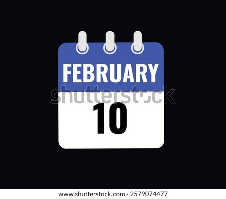 gradient and transparency concept.  february 10 calendar, tear-off calendar animation for february 10 banner Illustration isolated vector sign symbol
