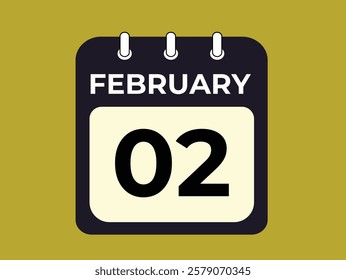 gradient and transparency concept.  february 2 calendar, tear-off calendar animation for february 2 banner Illustration isolated vector sign symbol
