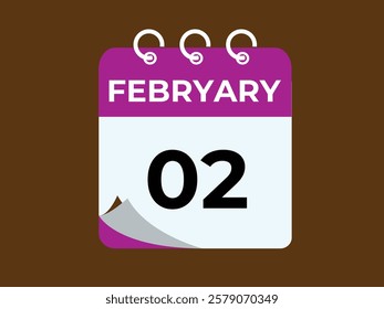 gradient and transparency concept.  february 2 calendar, tear-off calendar animation for february 2 banner Illustration isolated vector sign symbol
