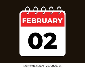gradient and transparency concept.  february 2 calendar, tear-off calendar animation for february 2 banner Illustration isolated vector sign symbol
