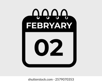 gradient and transparency concept.  february 2 calendar, tear-off calendar animation for february 2 banner Illustration isolated vector sign symbol
