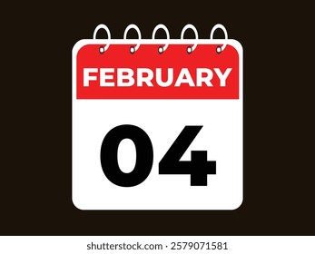 gradient and transparency concept.  february 4 calendar, tear-off calendar animation for february 4 banner Illustration isolated vector sign symbol
