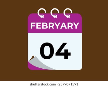 gradient and transparency concept.  february 4 calendar, tear-off calendar animation for february 4 banner Illustration isolated vector sign symbol
