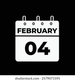gradient and transparency concept.  february 4 calendar, tear-off calendar animation for february 4 banner Illustration isolated vector sign symbol
