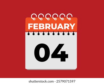 gradient and transparency concept.  february 4 calendar, tear-off calendar animation for february 4 banner Illustration isolated vector sign symbol
