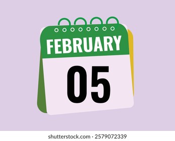gradient and transparency concept.  february 5 calendar, tear-off calendar animation for february 5 banner Illustration isolated vector sign symbol
