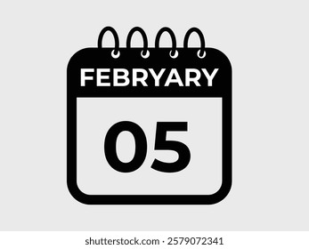 gradient and transparency concept.  february 5 calendar, tear-off calendar animation for february 5 banner Illustration isolated vector sign symbol
