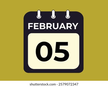 gradient and transparency concept.  february 5 calendar, tear-off calendar animation for february 5 banner Illustration isolated vector sign symbol
