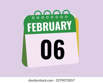 gradient and transparency concept.  february 6 calendar, tear-off calendar animation for february 6 banner Illustration isolated vector sign symbol
