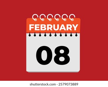 gradient and transparency concept.  february 8 calendar, tear-off calendar animation for february 8 banner Illustration isolated vector sign symbol
