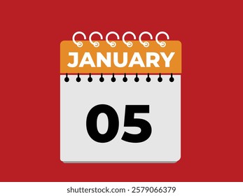 gradient and transparency concept.  january 5 calendar, tear-off calendar animation for january 5 banner Illustration isolated vector sign symbol
