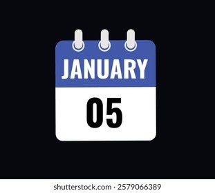 gradient and transparency concept.  january 5 calendar, tear-off calendar animation for january 5 banner Illustration isolated vector sign symbol
