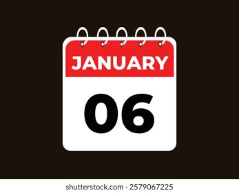 gradient and transparency concept.  january 6 calendar, tear-off calendar animation for january 5 banner Illustration isolated vector sign symbol
