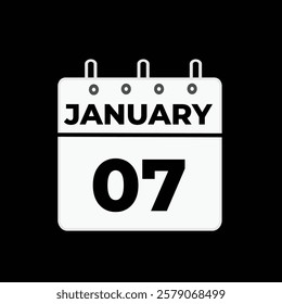 gradient and transparency concept.  january 7 calendar, tear-off calendar animation for january 7 banner Illustration isolated vector sign symbol
