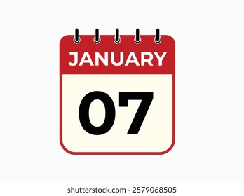 gradient and transparency concept.  january 7 calendar, tear-off calendar animation for january 7 banner Illustration isolated vector sign symbol
