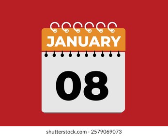 gradient and transparency concept.  january 8 calendar, tear-off calendar animation for january 8 banner Illustration isolated vector sign symbol
