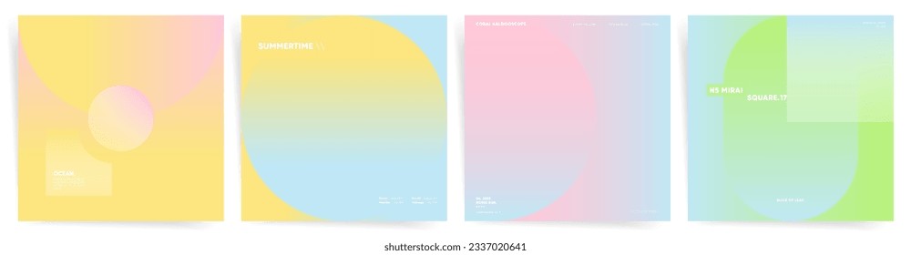 Gradient transparent backgrounds. Abstract modern colors gradation templates for summer posters, banners, social posts, square covers. Soft blur, Bright neon blend patterns, Dynamic graphic.