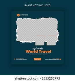 Gradient travel concept instagram post banner or social media post template