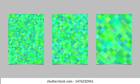 Gradient trendy geometrical square pattern page background template set - abstract vector brochure