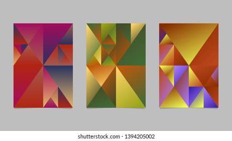 Gradient triangle mosaic background template collection - minimal ful polygonal abstract vector brochure graphic designs