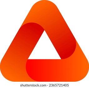 Gradient triangle in orange color, Infinity loop, geometric dsign in gradient color, geometric shape