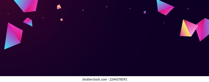 Gradient Triangle Vector Panoramic Dark Violet Background. Holographic Creative Jewel Magazine. Unicorn Minimal Geometric Decoration. Magical Elements Graphic Brochure.