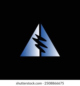 Gradient triangle with waves in reverse suitable for app developer logo