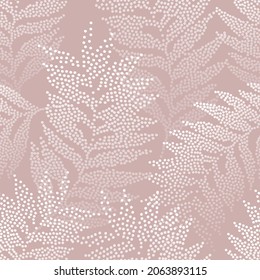 Gradient tropical leaves seamless pattern. Abstract Palm leaves half tone art on pink rose blush color background. Creative tropics illustration for swimwear design, wallpaper, textile. Vector art