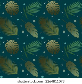 Gradient tropical leaves seamless pattern surface design