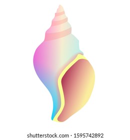 Gradient tropical marine conch, cartoon hand drawn shells, vector graphics, marine logo illustration, aquarium decoration, shellfish marine life