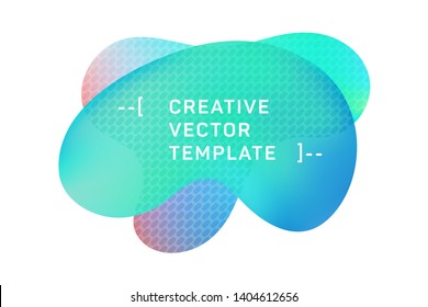 Gradient turquoise color fluid shapes banner with halftone pattern. Vector geometric gradient shapes overlap banner design. Abstract shapes composition template.