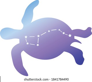 Gradient turtle with constellation. Vector animal isolate on white background. Concept for logo, print, cards