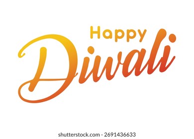 Gradient “Happy Diwali” Typography – Festive Greeting in Red, Orange, and Yellow Cursive Script