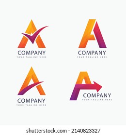 gradient typography a letter company logo template, gradient a letter logo design