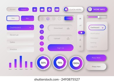 Gradient ui kit collection vector design in eps 10