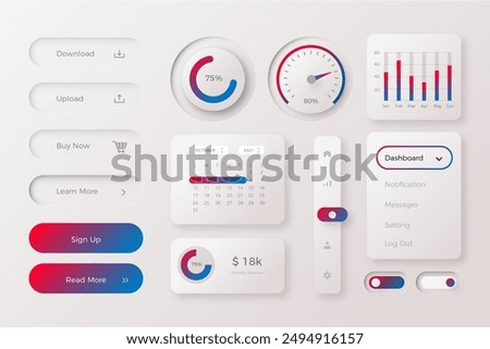 Gradient ui ux elements collection vector design in eps 10