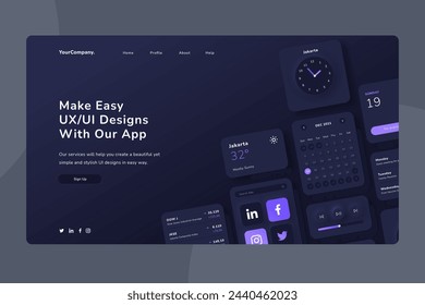 Gradient ui ux landing page vector design in eps 10