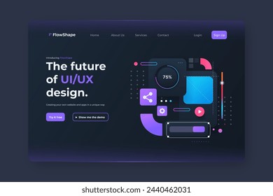 Gradient ui ux landing page vector design in eps 10