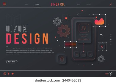 Gradient ui ux landing page vector design in eps 10