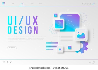 Gradient ui ux landing page template vector design in eps 10