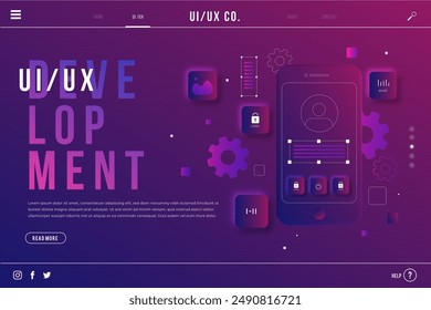 Gradient ui ux landing page template vector design in eps 10