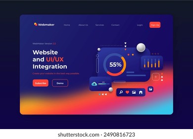 Gradient ui ux landing page diseño de Vector en eps 10