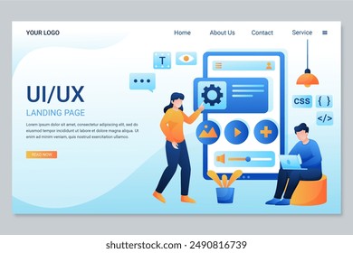 Gradient ui ux landing page vector design in eps 10
