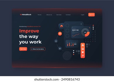 Gradient ui ux Landing Page Vektorgrafik Design in eps 10
